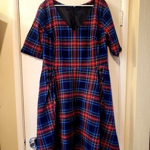 Fit and Flare Tartan Plaid Dress  1x/18w